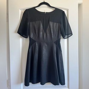 Wells grace black leather dress with sheer detail